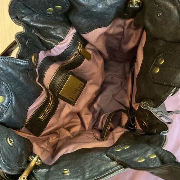 KOOBA  Black Leather Handbag W/Lavender Interior - Picture 3 of 4